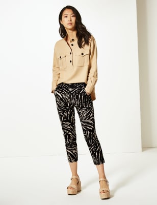 Animal print sale cropped trousers