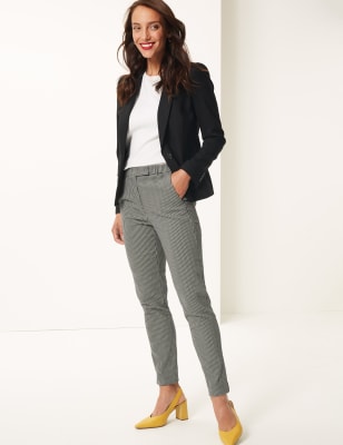 Mia Slim Checked Ankle Grazer Trousers, M&S Collection