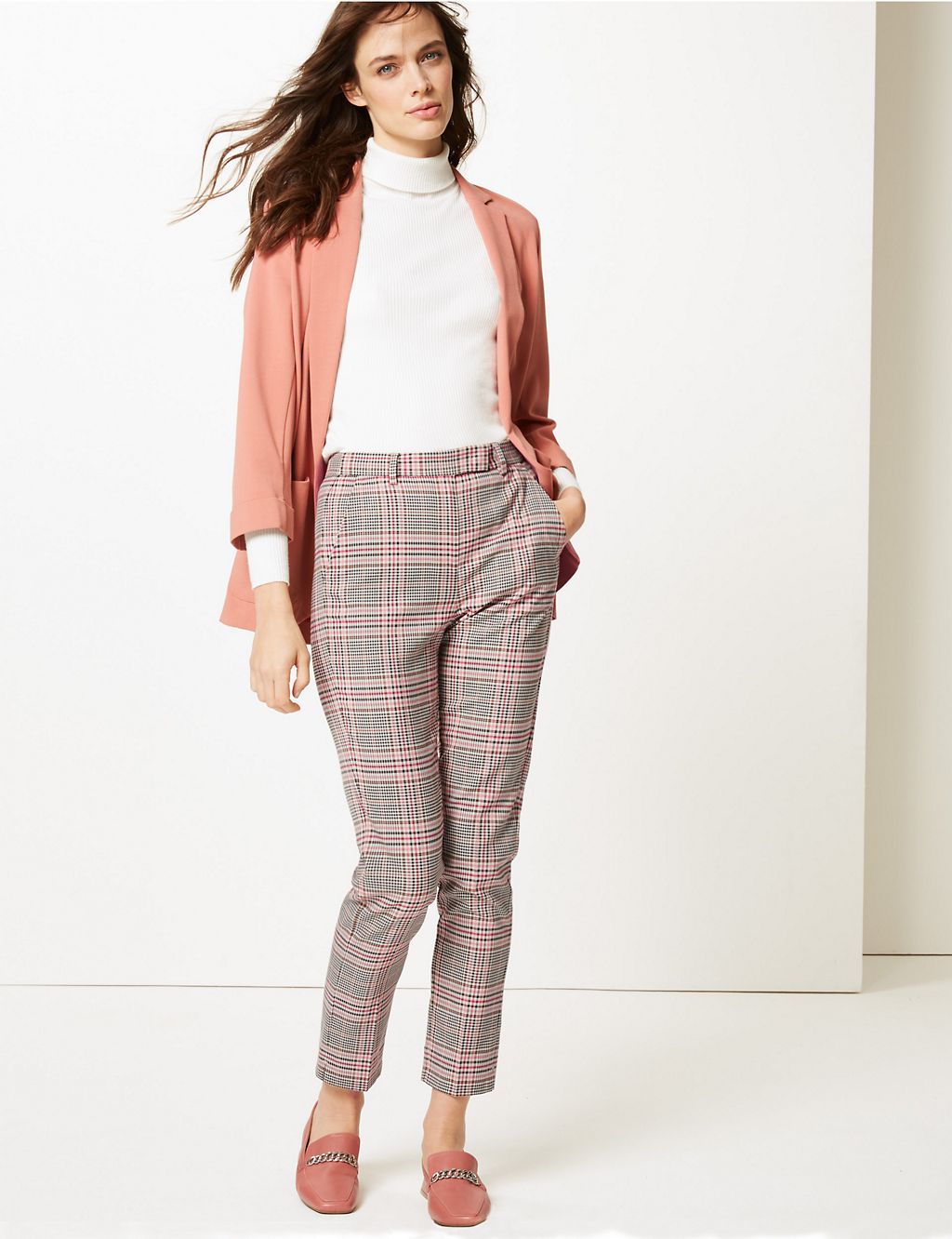 Mia Slim Checked Ankle Grazer Trousers 3 of 6