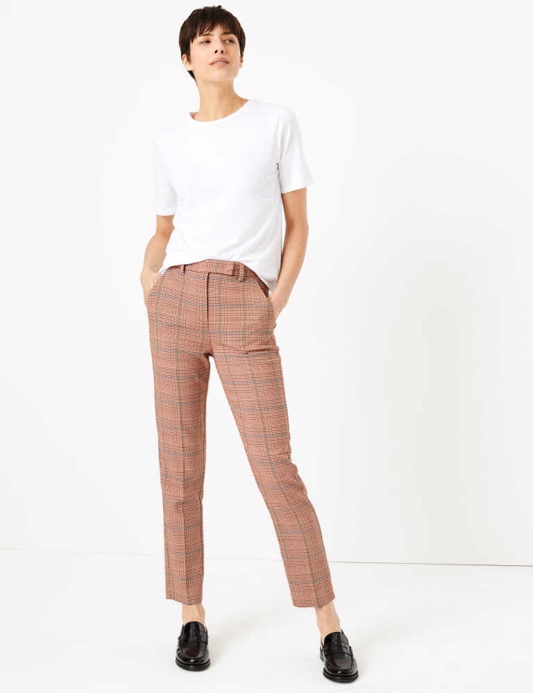 Leather Look Ankle Grazer Trousers, M&S Collection