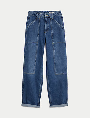 Mid Rise Cargo Ankle Grazer Jeans Image 2 of 6