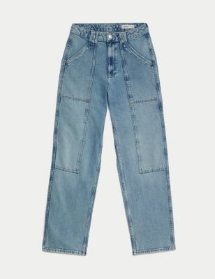 Mid Rise Cargo Ankle Grazer Jeans Image 2 of 7