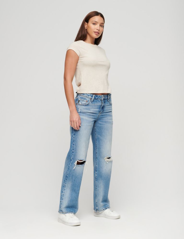 Mid Rise Distressed Wide Leg Jeans 2 of 4