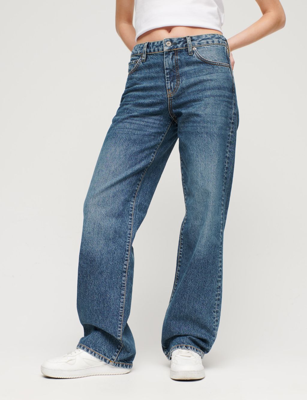 Mid Rise Distressed Wide Leg Jeans | Superdry | M&S