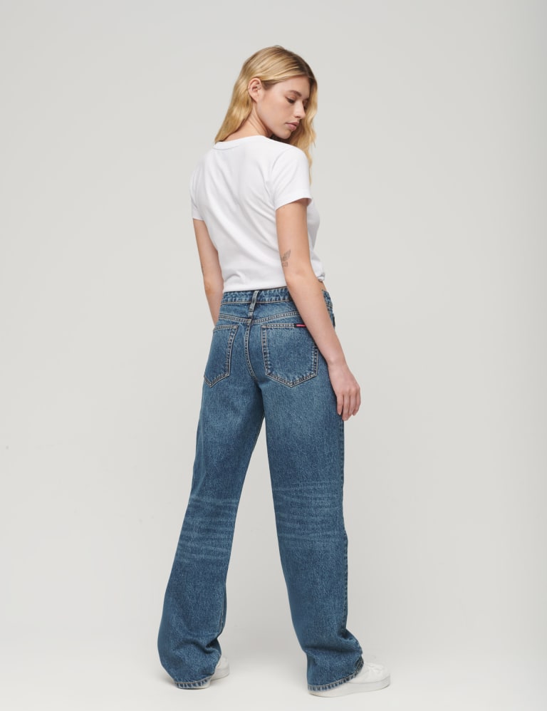 Mid Rise Distressed Wide Leg Jeans