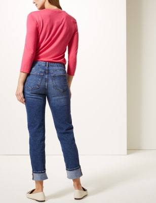 Mid Rise Relaxed Slim Leg Jeans | M\u0026S 