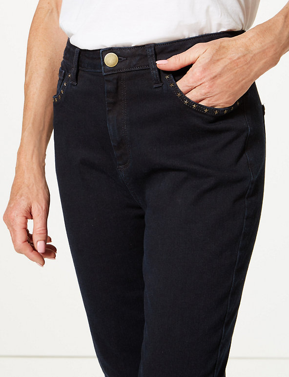Twiggy Pour M&S Classique Roma Rise Skinny Leg Jeans ~ Taille 10 ~ Ecru 