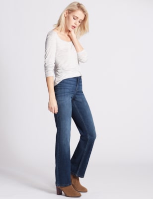 Mid Rise Slim Bootcut Jeans, M&S Collection