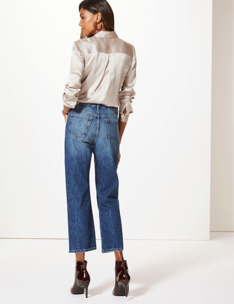 Mid Rise Straight Leg Cropped Jeans 4 of 6