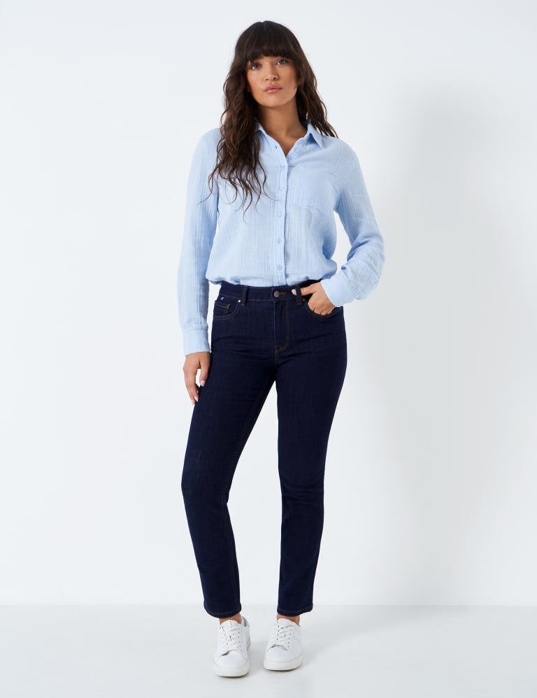 Mid Rise Straight Leg Jeans