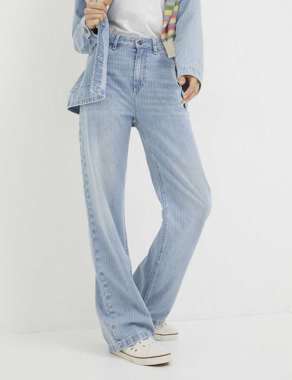 Mid Rise Striped Straight Leg Jeans 2 of 6