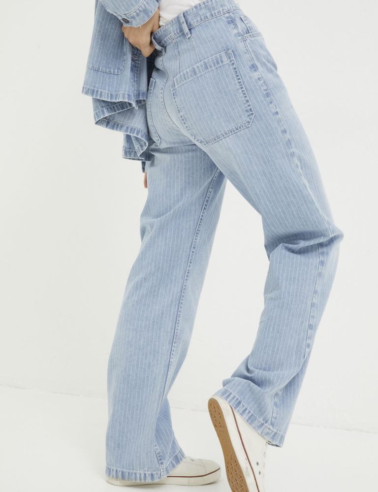 Mid Rise Striped Straight Leg Jeans 4 of 6