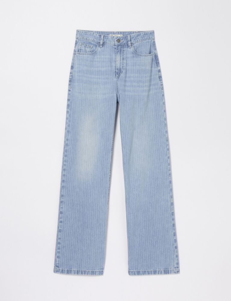 Mid Rise Striped Straight Leg Jeans 2 of 6