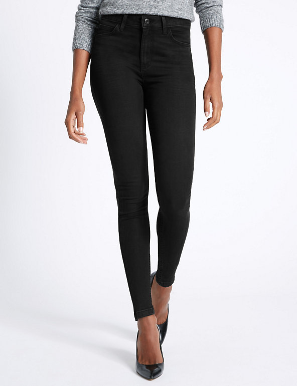 M&S Ladies Jeans Size 12 Regular Leg Black Bnwt Mid Rise & Skinny