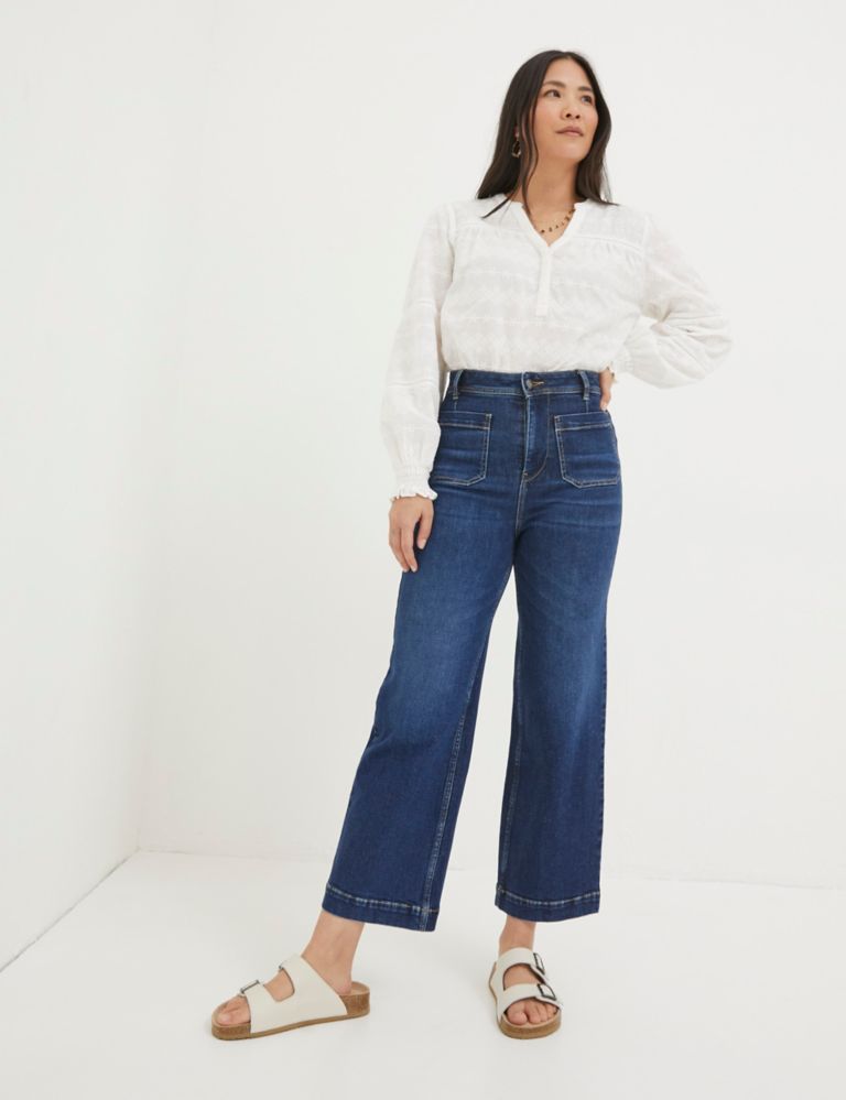 Mid Rise Wide Leg Cropped Jeans 1 of 5