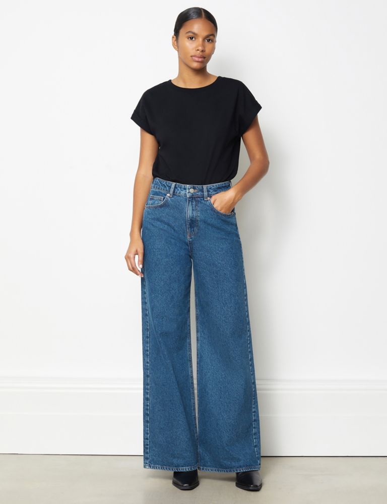 Mid Rise Wide Leg Jeans 1 of 4