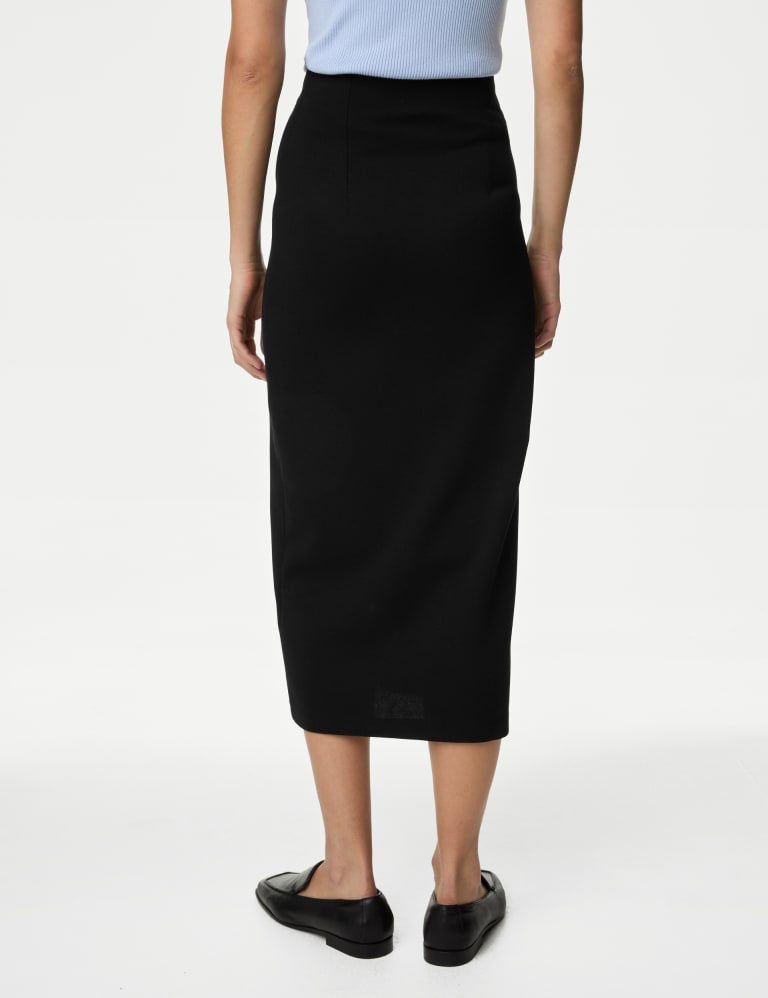 High waisted black midi pencil skirt deals