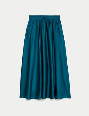 Midi Satin A Line Skirt Image 2 of 5
