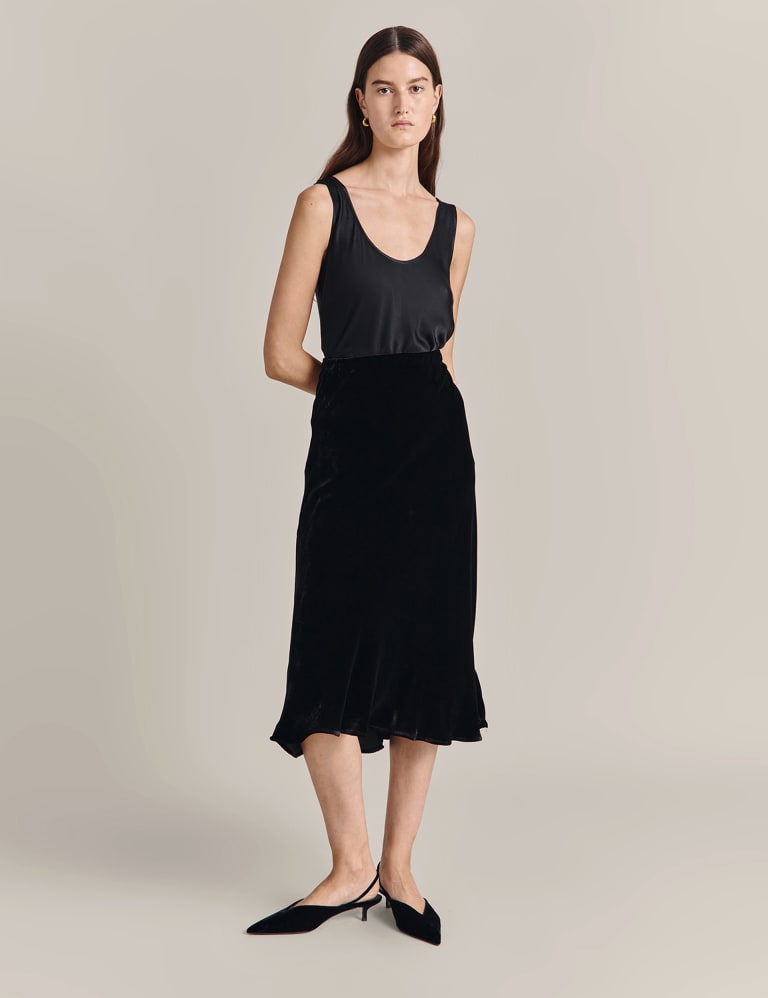 Midi Slip Skirt with Silk Ghost M S