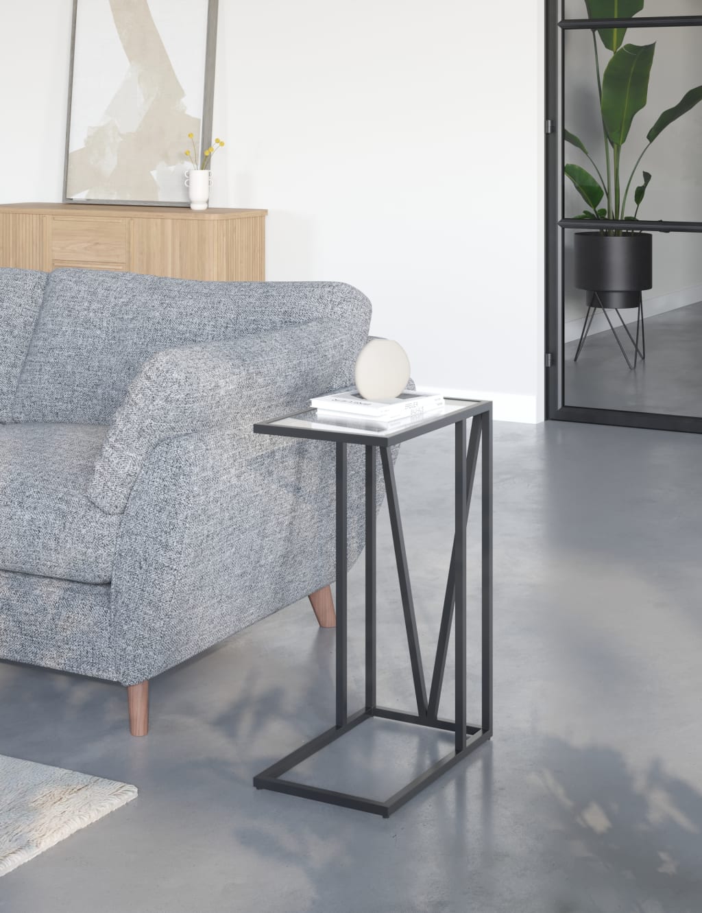 Silver and black side table outlet