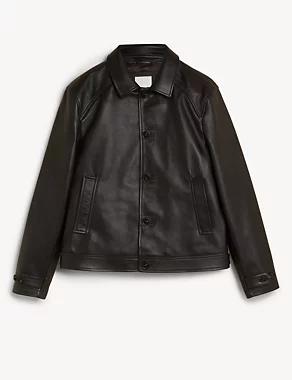 marksandspencer.com | Milshaw Leather Harrington Jacket