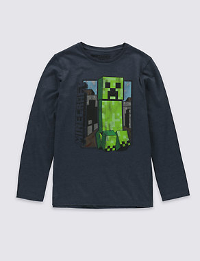 Minecraft Vintage Creeper Long Sleeve T-Shirt (5-14 Years) Image 2 of 3
