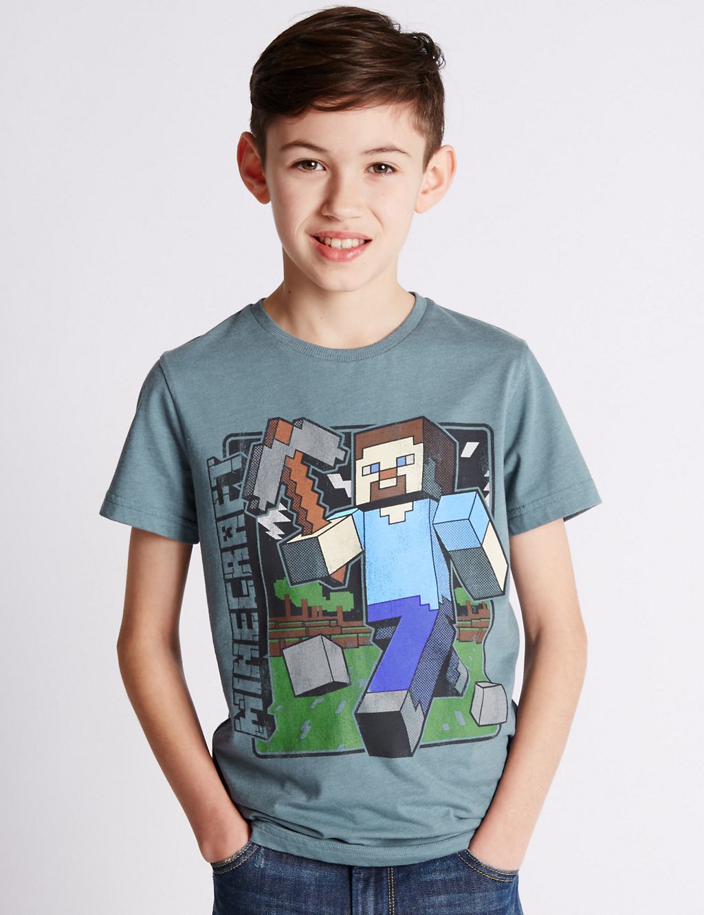 Minecraft Vintage Theme Print T-Shirt (5-14 Years) 3 of 3