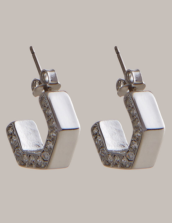 Mini Angular Diamanté Hoop Earrings Image 1 of 1