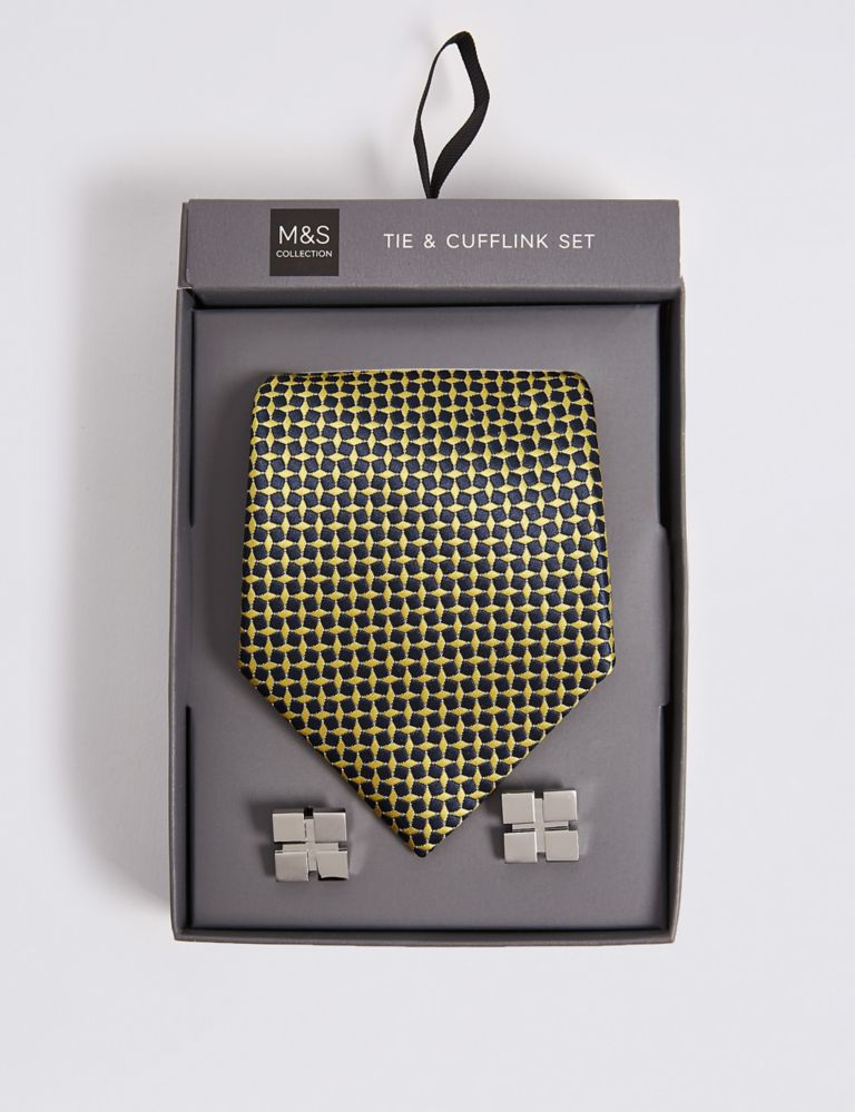 Mini Geometric Tie & Cufflink Set 1 of 4
