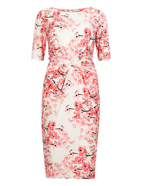 Mirror Floral Twisted Front Bodycon Dress Image 2 of 5