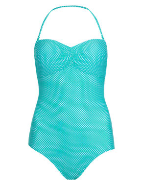 Mix & Match Ruched Spotted Bandeau Swimsuit Image 2 of 5