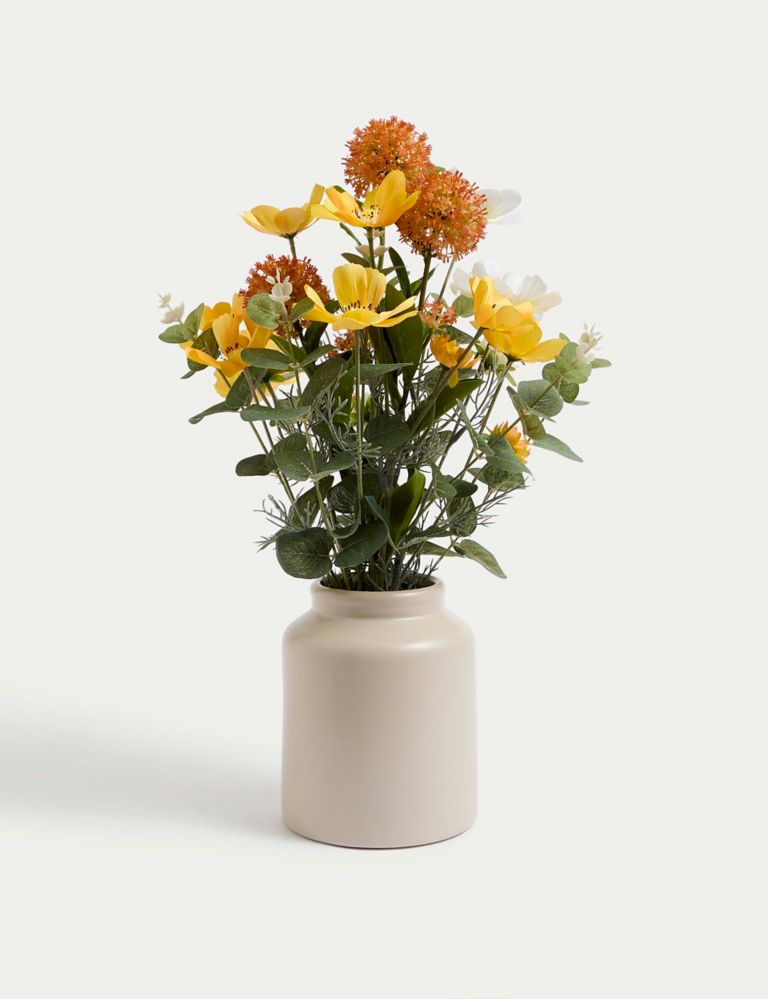Mixed Flower Arrangement in Ceramic Pot 1 of 3