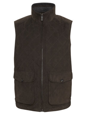 Mock Suede Quilted Gilet Image 2 of 6