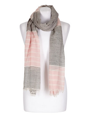 Modal & Wool Blend Striped Scarf Image 2 of 3