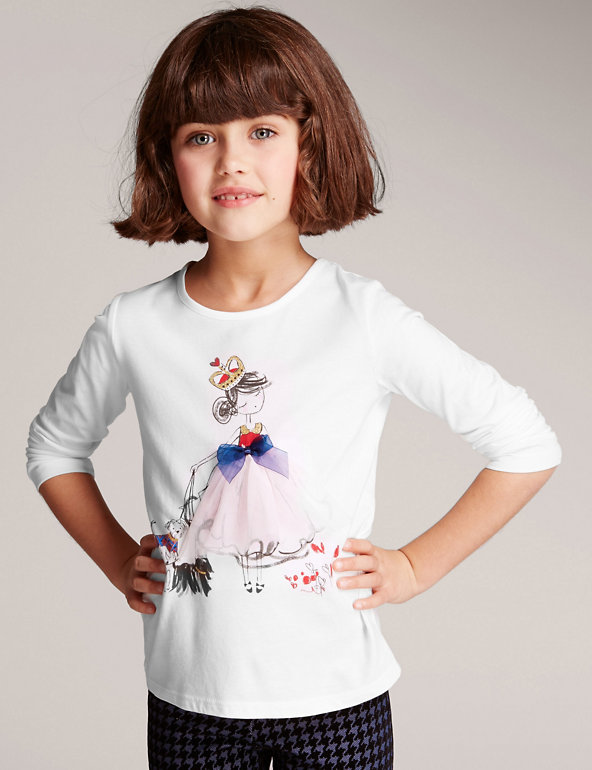 Modal Blend Appliqué Crown Girl T-Shirt (1-7 Years) Image 1 of 2