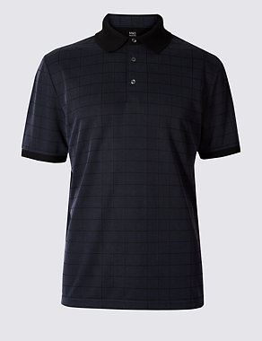 Modal Blend Checked Polo Shirt Image 2 of 4