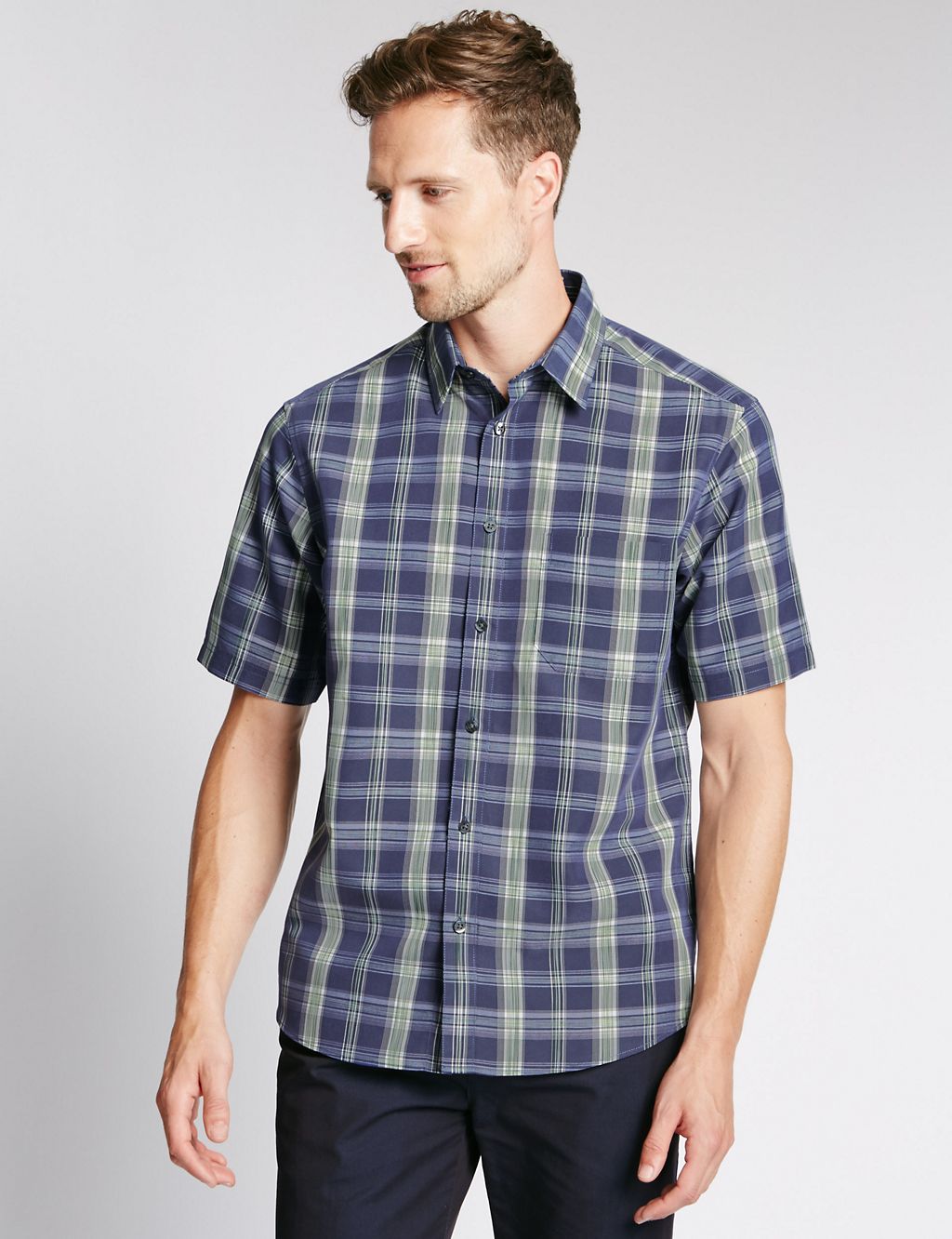 Modal Blend Checked Shirt with Pocket 3 of 4