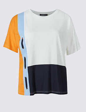 Modal Blend Colour Block Jersey Top Image 2 of 5
