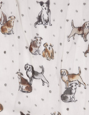 Modal Blend Dog Print Spotted Scarf Image 2 of 3