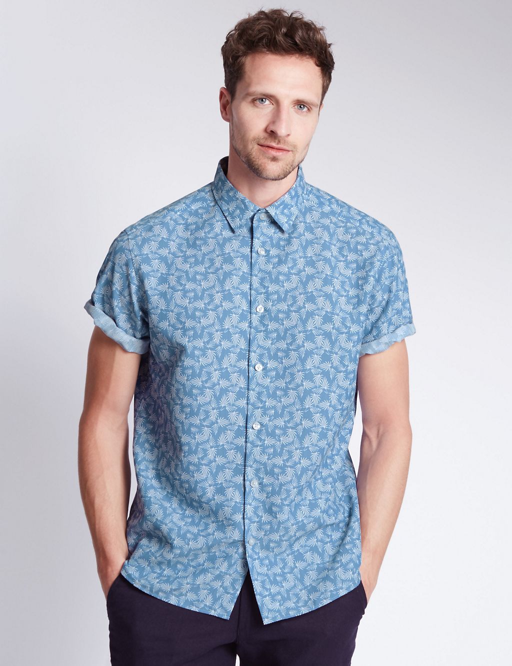 Modal Blend Easy Care Palm Print Soft Touch Shirt 3 of 4