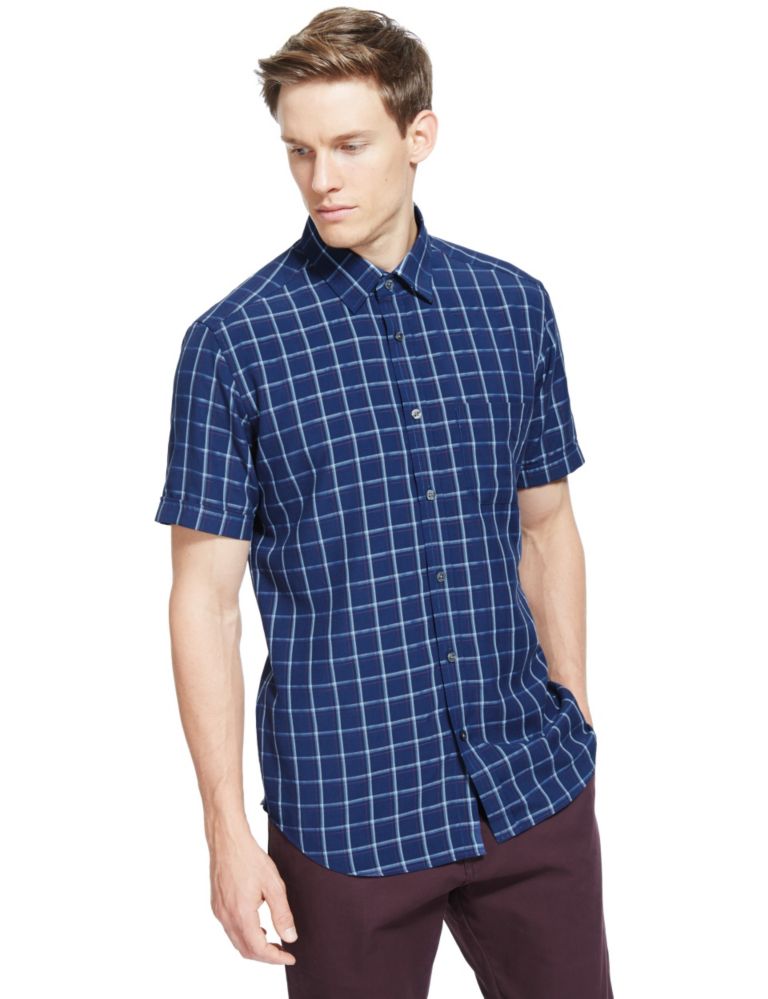 Modal Blend Easy Care Soft Touch Checked Shirt 1 of 4