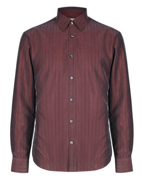 Modal Blend Easy Care Soft Touch Striped Shirt Image 2 of 3