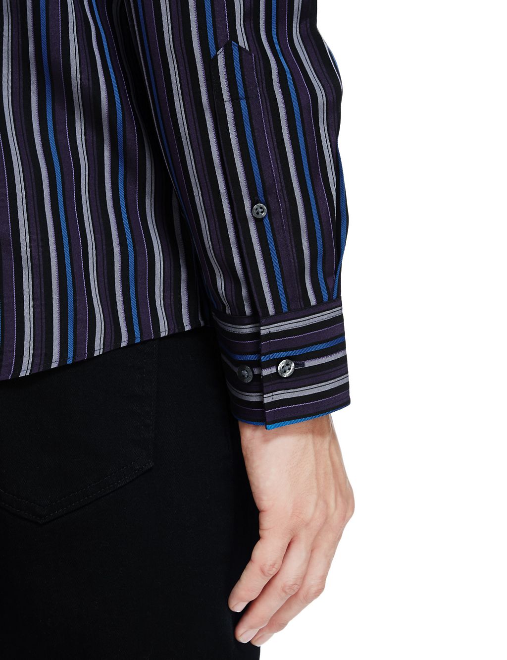 Modal Blend Easy Care Soft Touch Striped Shirt 4 of 4