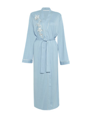 Modal Blend Embroidered Dressing Gown with Cool Comfort™ Technology Image 2 of 4