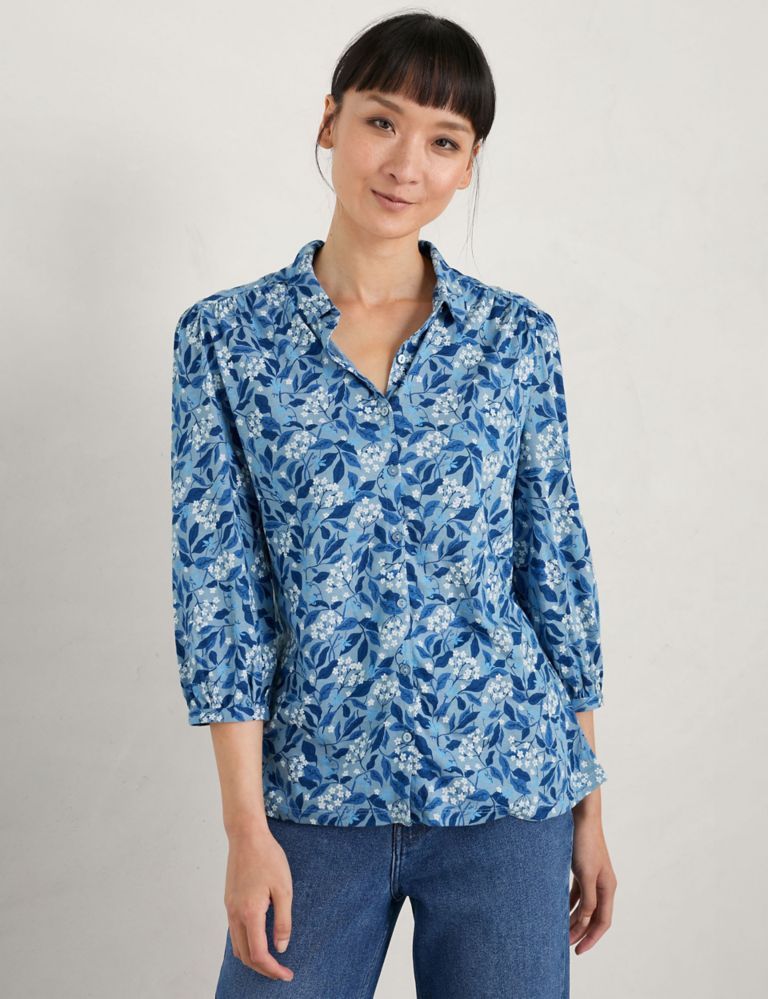 Modal Blend Floral Button Through Shirt 3 of 5