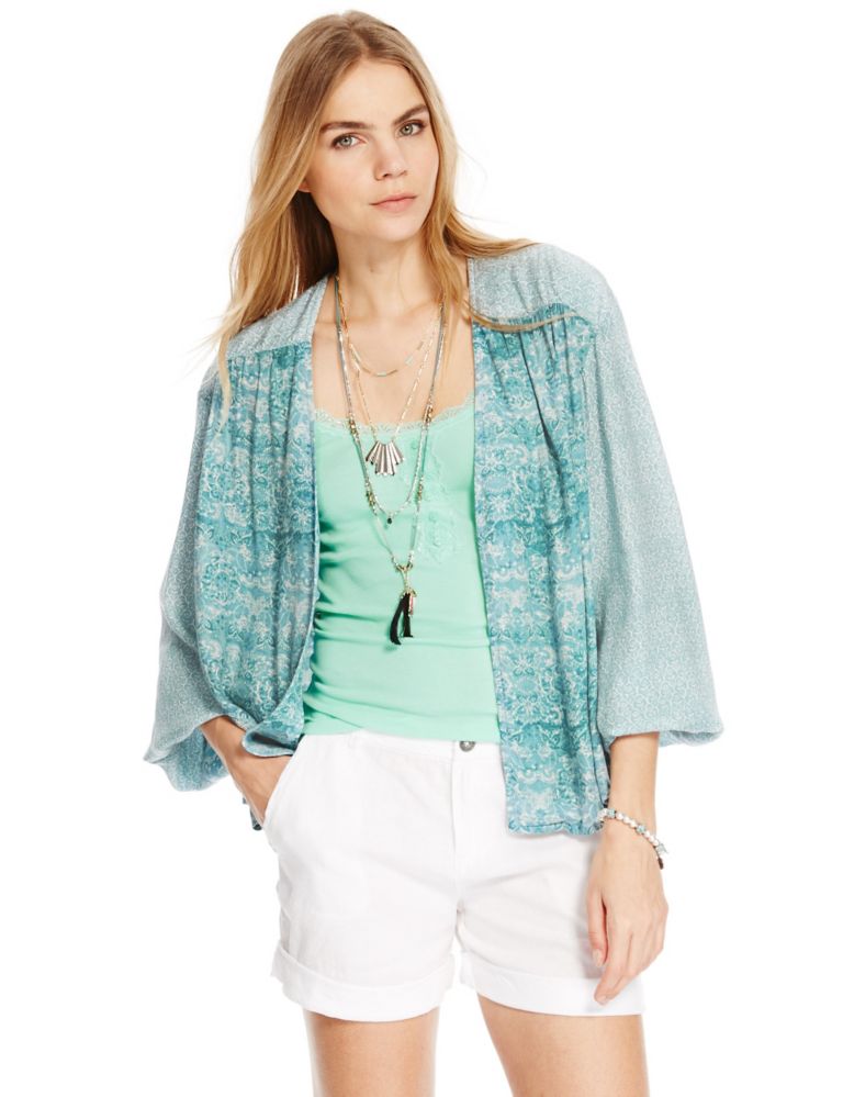 Modal Blend Floral Kimono Cover-Up Top 1 of 4