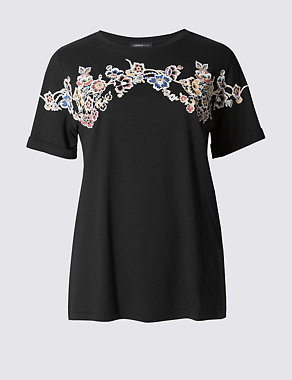 Modal Blend Floral Print T-Shirt Image 2 of 4