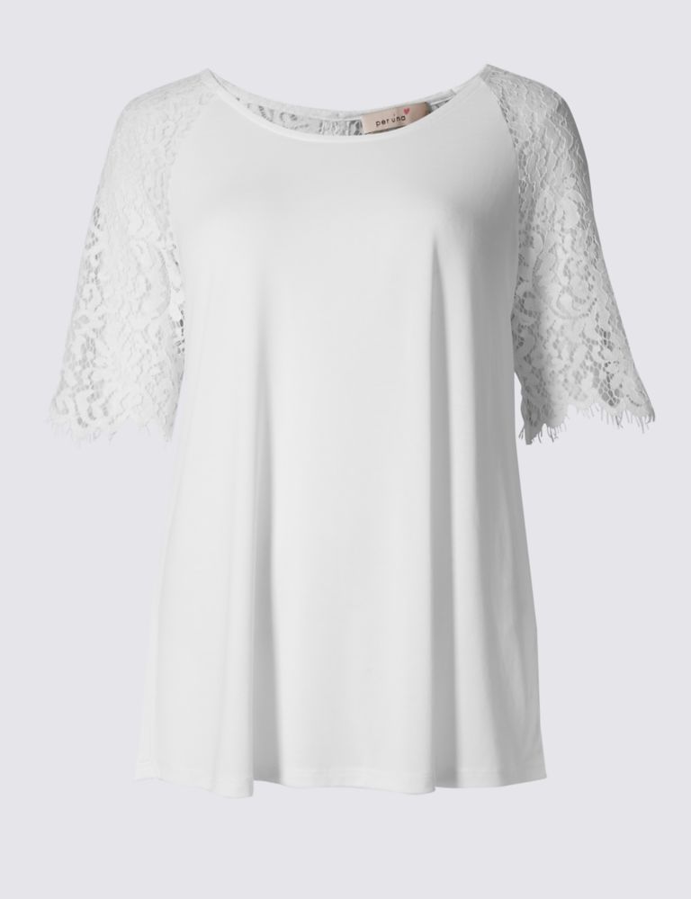 Modal Blend Lace Sleeve Jersey Top 2 of 3