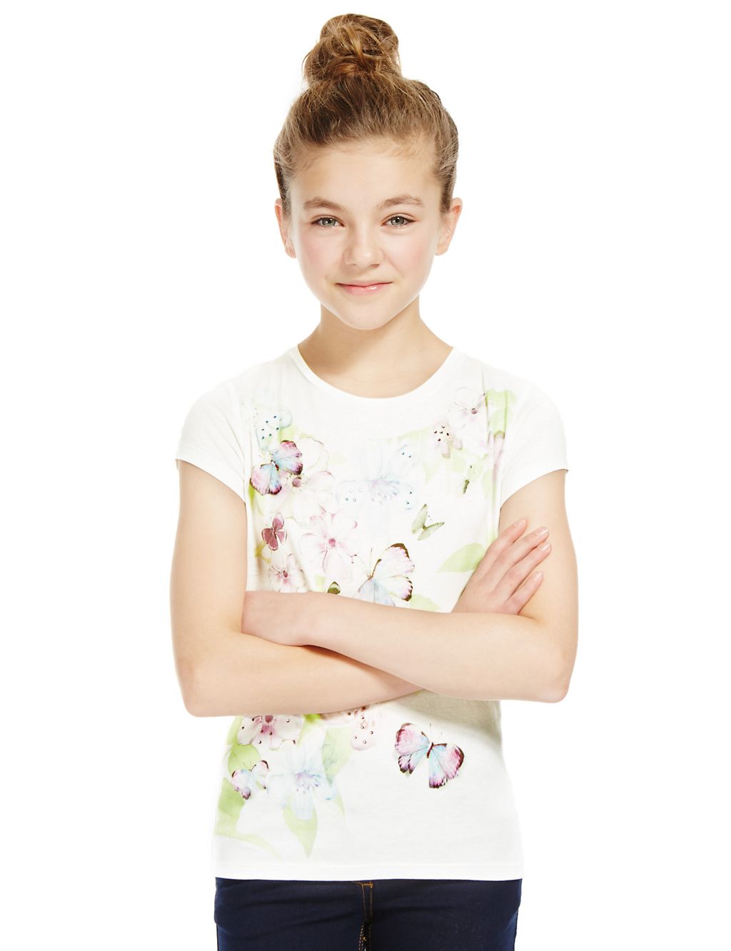 Modal Blend Placement Floral T-Shirt (5-14 Years) 3 of 4