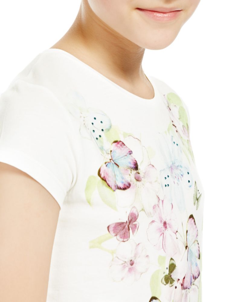 Modal Blend Placement Floral T-Shirt (5-14 Years) 4 of 4